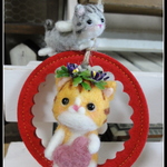 ＊２匹の天使のねこちゃん　リース風壁掛け＊