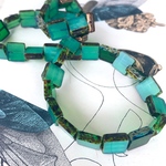 光る【4コセット】#czech beads#チェコビーズ　table cut square13㎜　mix assort aqua blue＊green