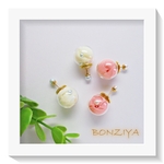 【限定300円】　ガラスドームピアス　リボンとパール　　<4>