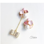 （再）大きなリボンビジューピアス（イヤリング）