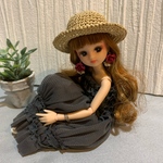 リカちゃん つば広麦わら帽子