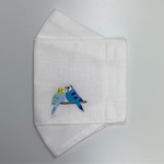 仲良しインコ　インコ刺繍　大臣マスク　ノーズワイヤー取り外し可能