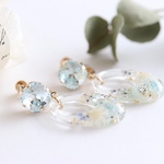 【受注作成】クレッセントフラワーピアス/イヤリング　ブルー