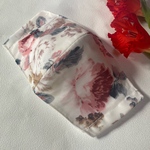 1点物💕薔薇🌹オーガンジーに花のプリント💕オールシーズン✨マスクカバー＆インナーポケット付✨マスクワイヤー入れ✨