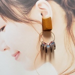 【キット】ウッドカボションのフープピアス ダークピンク