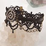 レースとレザーのブレスレット/細め・レザー1本