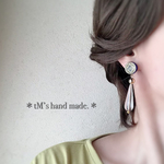 アンティーク＊ロングクリアドロップ＊ブルーゴールド＊イヤリング/ピアス