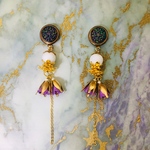 maimee ヴィンテージボタンとヴィンテージフラワー アクセサリー ピアス イヤリング