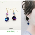 【サージカルステンレス　ピアス】サファイヤ　雪の結晶　サンキャッチャー　イヤリング