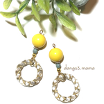 1点限定☆300円☆ラウンド(イエロー)☆ツイストリング☆のピアス/イヤリング