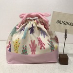 在庫限り⭐うさちゃん柄×ピンクお弁当袋&コップ袋(入園式入学グッズ)(通園通学グッズ)