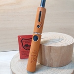 茶【国産ヌメ革ココペリ刻印】「Ploom TECH ＋ケース上下セット」