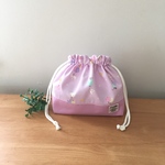 【完成品】🐰ほのぼのウサギさん柄のお弁当袋・女の子・大人・ランチ袋・お弁当入れ・通園グッズ・おべんとう袋・入園グッズ