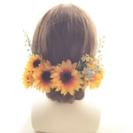送料無料＊【再販×6】ひまわりの髪飾り＊花冠風にも＊成人式前撮り・結婚式・ウェディング・ヘッドドレス・前撮り