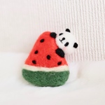 スイカとパンダのバッジ⑤ 羊毛フェルト