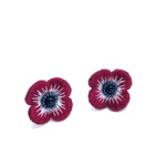 【ANEMONE】アネモネ刺繍ピアス（レッド）サージカルステンレス