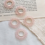 sale!!2pcs→4pcs［ピンク］ビーズ編みクリアフープ b103