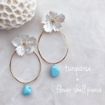 14kgf ⌘ turquoise × big flower shell pierce