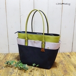 【Iw様専用】№1251 倉敷帆布ポケットトートLplus～×ヒワグリーン×ウィステリア×ダークブルー