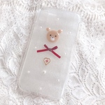 くま iPhoneケース ♡ レジン ドライフラワー パール
