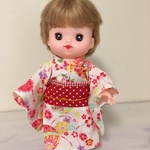 【送料無料】メルちゃん　ネネちゃん用　着物　浴衣　帯セット（白鞠、赤帯）