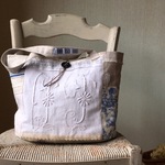 アンティークリネン大きめバッグ*手刺繍*トワルドジュイ*ホームスパン