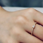 プリンセスカット　ダイヤモンド　リング　K18YG