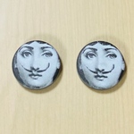 MATTE BLACK RETRO DESIGN CABOCHONS