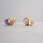 アメジスト×パール金継ぎピアス