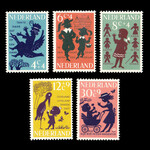 影絵 童話 おとぎ話 オランダ 1963年 外国切手5種 未使用【童話切手 素材】