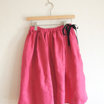 再入荷　linen100% ribbon　skirts   pink