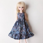 リカちゃん　服　ワンピース　ロングフレア　ネイビー