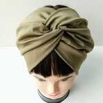 幅広◆カーキシルケットニット ヘアバンド/ターバン