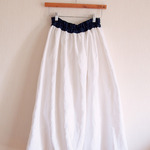 100%lilen long skirts white　free size
