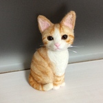 羊毛フェルト ミニねこブローチ 茶トラ白