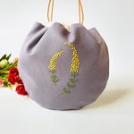 刺繍 巾着 ポーチ ミモザ お花
