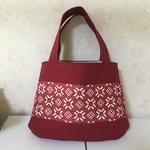 m様オーダー品☆こぎん刺しの大きめぷっくりトートバック　赤