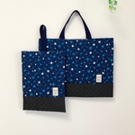 通園・通学２点セット◆レッスンバッグ・上履き入れ(キルト)◆男の子◆星柄(ネイビー)