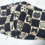 夏用布マスク(和柄猫紺)