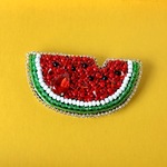 すいかのビーズ刺繍ブローチ