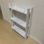 ★送料無料★多目的ラック ホワイト 大理石調 ハンドメイド
