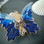 人魚姫のステンドグラス蝶バレッタ〜Deep sea〜（hair ornaments of  Stained glass butterfly）