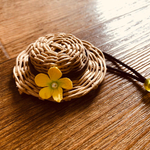 送料無料　※麦わら帽子ヘアゴム　〜ベージュ　花〜