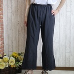 綺麗なスカラップレース　ロングパンツ　アッシュネイビー　股下68センチ　M～２L,３L～５L　プチオーダー可！