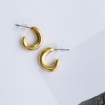  w slur＊チタンポスト ゴールド ソフト フープ ピアス/イヤリング