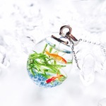 金魚のガラスドーム  金魚鉢  ロングネックレス 