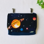 【再販】3ポケット 宇宙(土星）×ネイビー  移動ポケット ファスナー付き