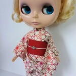 ブライス 浴衣 リカちゃん 浴衣 きなり 麻の葉 赤系