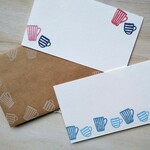 ◇cob…様ご予約品◇消しゴムはんこ（ストライプの2つのカップ）と伊勢和紙ののし袋（パステルカラーの花模様）