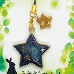 オルゴナイト　少し透き通ったStarストラップ（キラキラ銀河系）